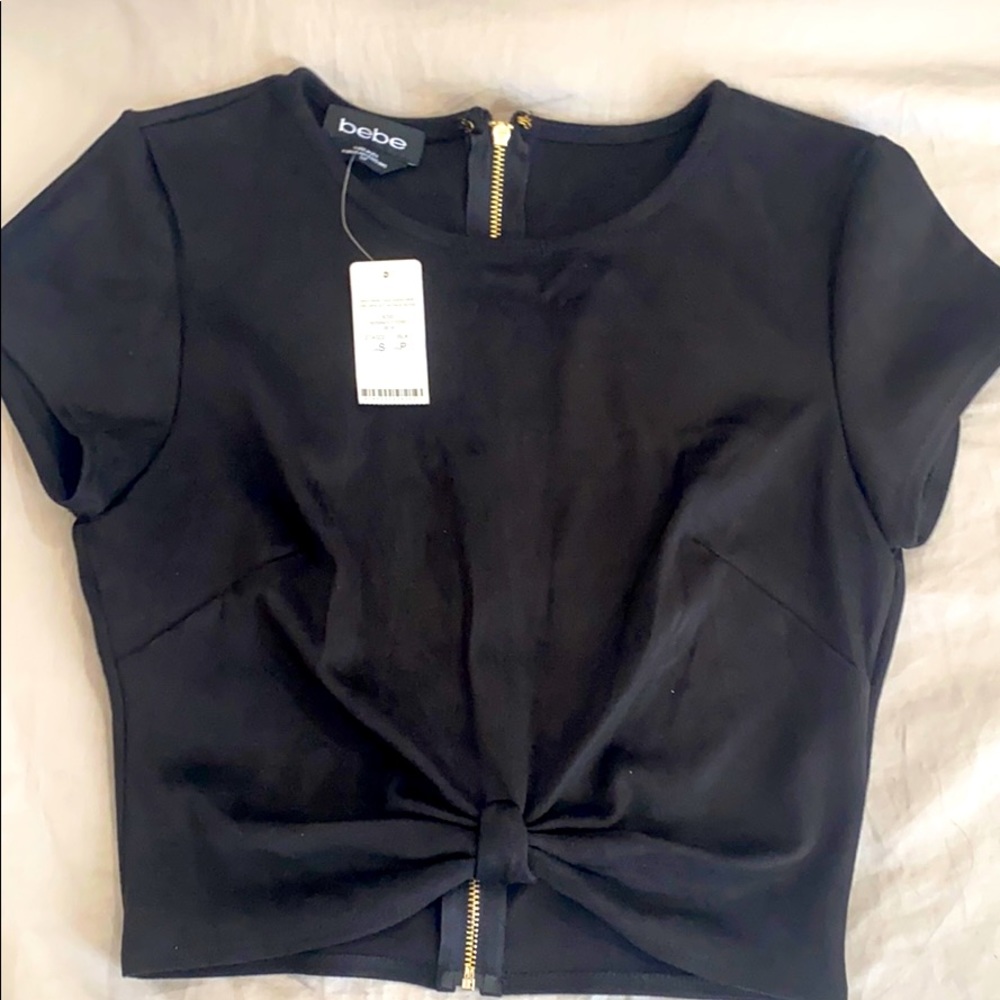 Black suede crop top